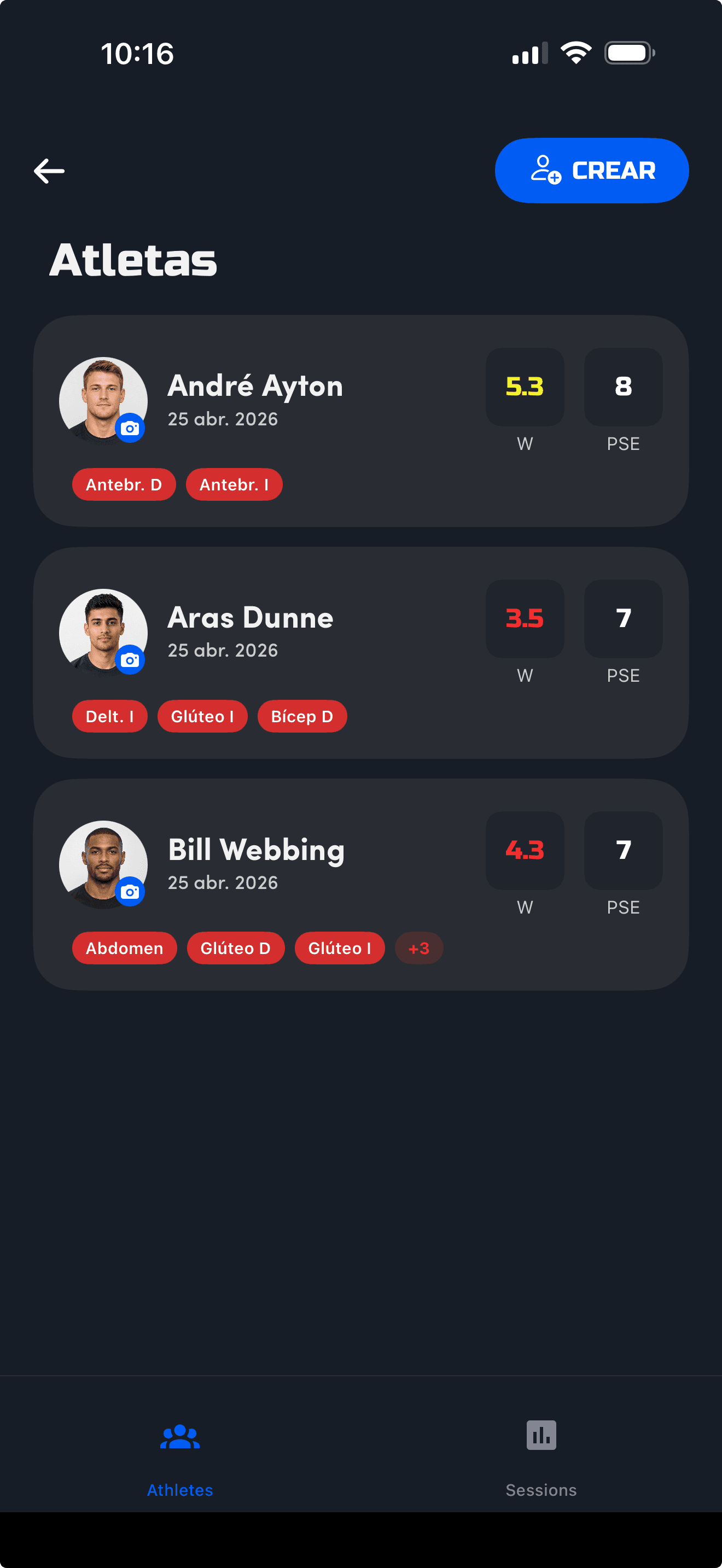 Training Feel screen showing post-workout session logging